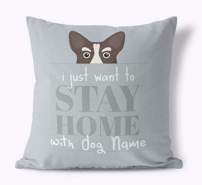 Stay Home: Personalized {breedFullName} Canvas Pillow